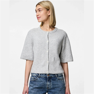 PIECES SILLY SS O-NECK KNIT CARDIGAN NOOS BC LIGHT GREY MELANG - 17158220